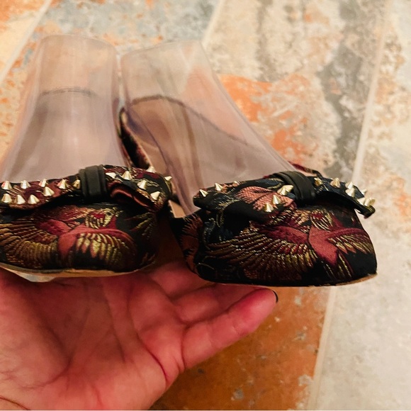 🐦‍🔥RARE!  Sam Edelman Satin Embroidered Decorative Spikes, Birds/Floral Flats. - Picture 15 of 15